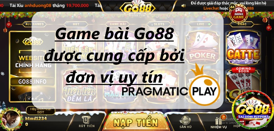 Game bài Go88 được cung cấp bởi đơn vị uy tín Pracmatic Play