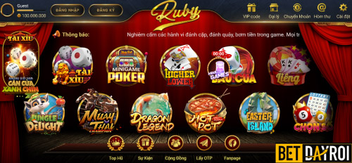 Kho game khổng lồ của cổng game bài Ruby Win